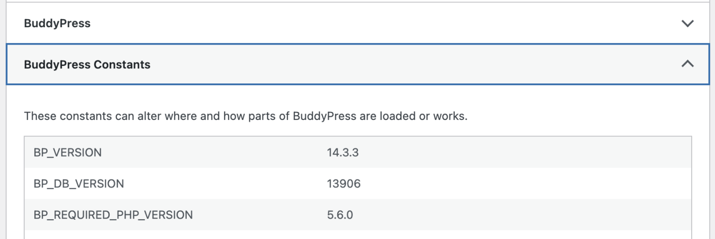 BuddyPress Constants - Установленные константы